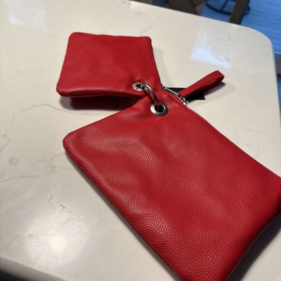 French Connection Lara Pebble Double Slim Pouches Wristlet Red FCWH24210 - Picture 5 of 9